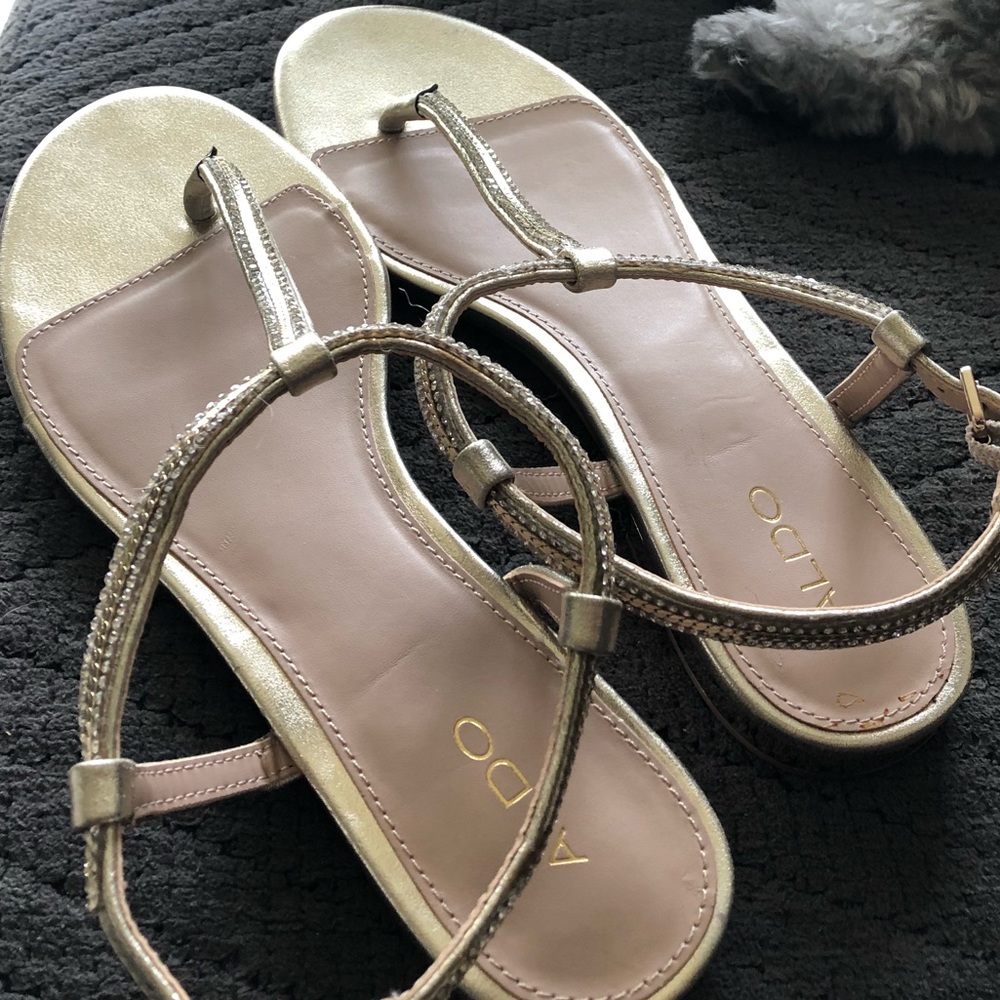 ALDO GOLD AND RHINESTONE SANDALS